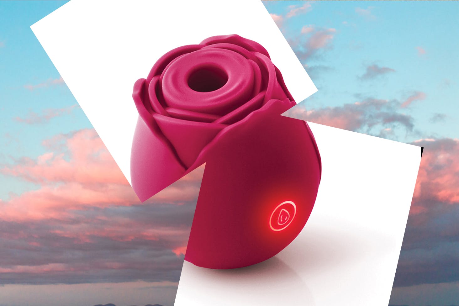 The nsnovelties Rose on a background of clouds at sunset.